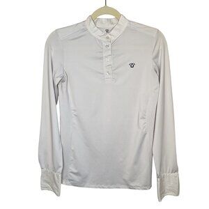 Carma Equestrian White Long-Sleeve Button-Up Riding Shirt, 42